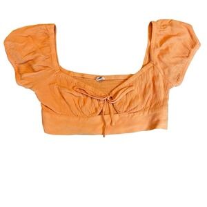 Garage orange puff sleeve smocked crop top Size Small